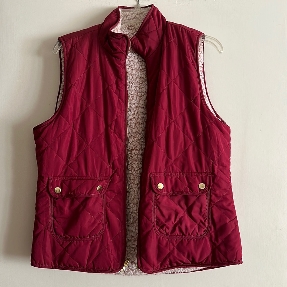 Reversible wine colored vest